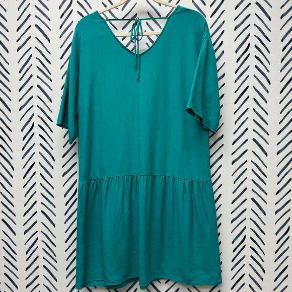 NWT $268 Eileen Fisher Turquoise Dress with Dropped Waist - XS - Picture 5 of 5